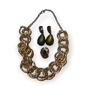 NY necklace with earrings and ring set